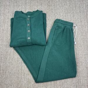 🌲 Aerie Fleece Henley Matching Sweat Set | Size XS | Forest Green